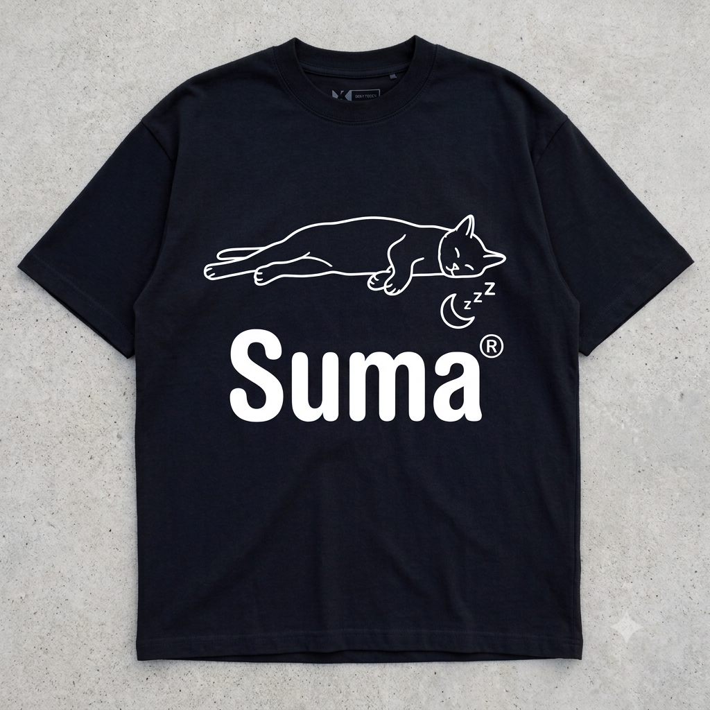 "SUMA" Lazy Cat Brand Parody Graphic Tee